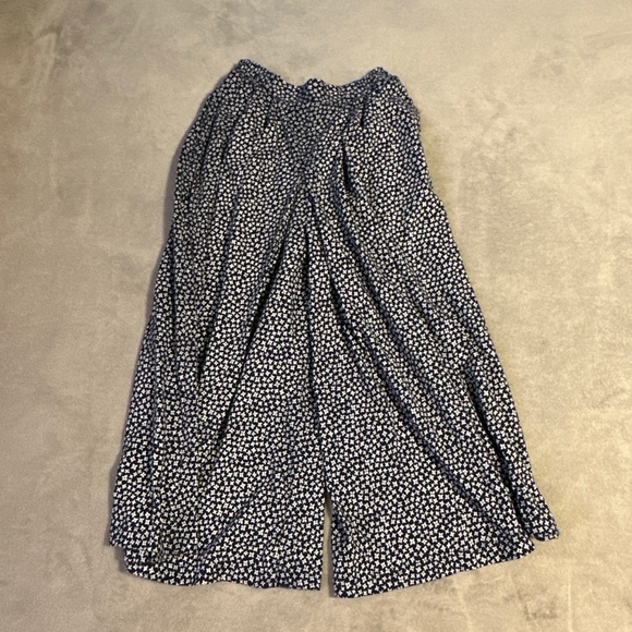 Vintage Wide-Leg Palazzo Pants Liz Sport Women's Medium Blue Floral Hippie Boho - Picture 6 of 6